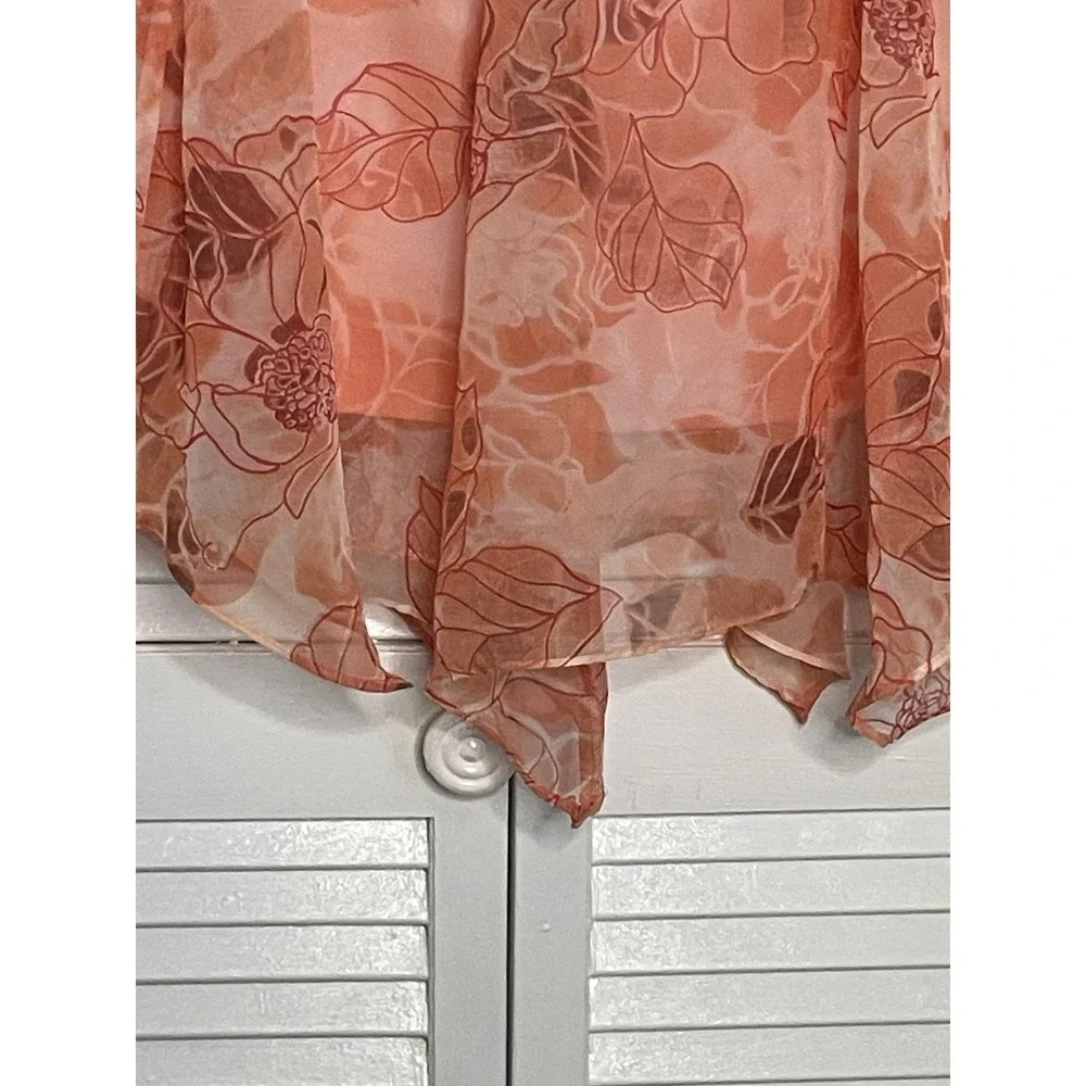 Sheri Martin Womens 18‎ Skirt Peach Handkerchief Hem Floral Elegant Lined